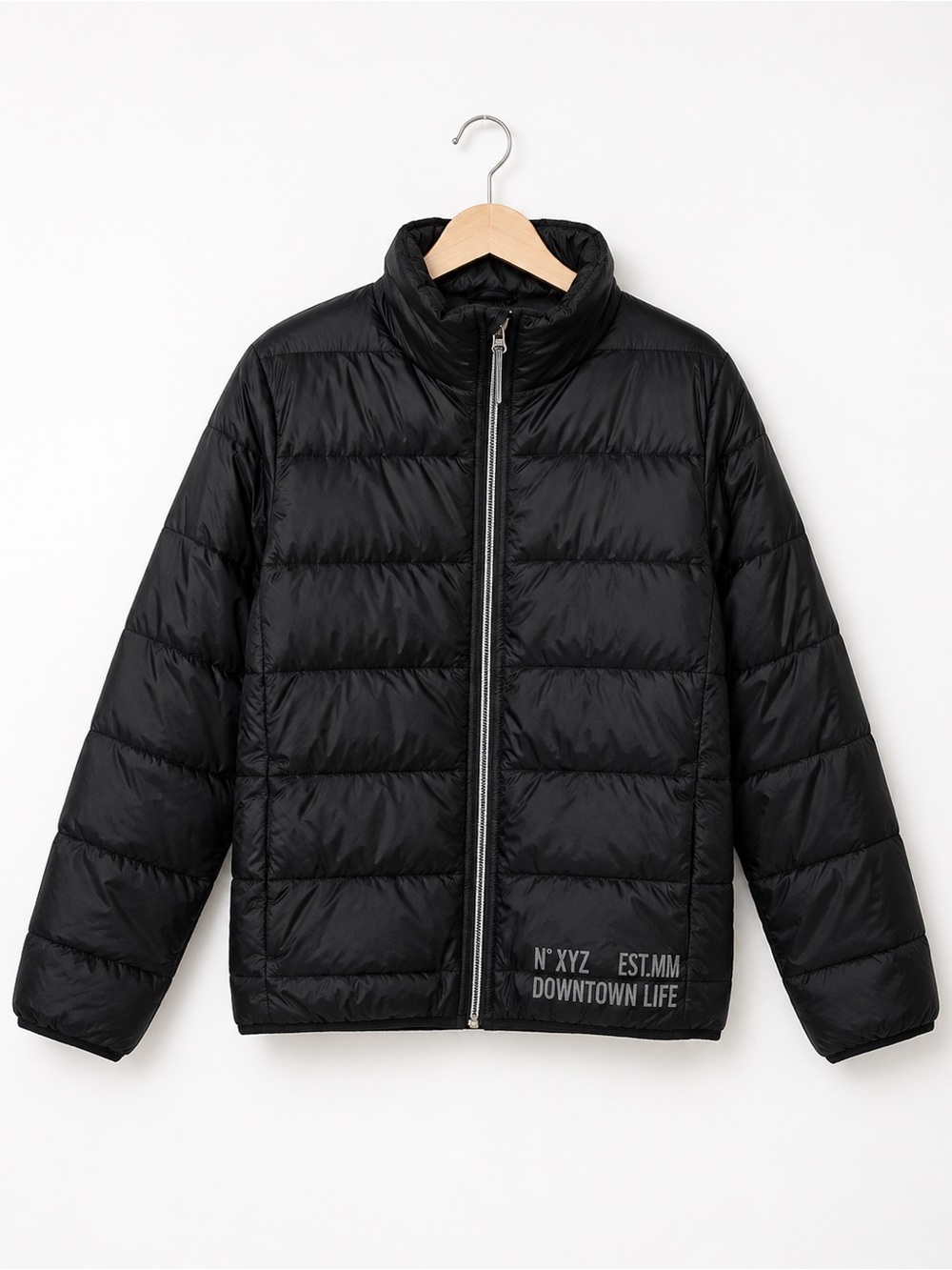 H&M Boys Coat Size 2 3 4 Black Lightweight Puffer Jacket Full Front Zip